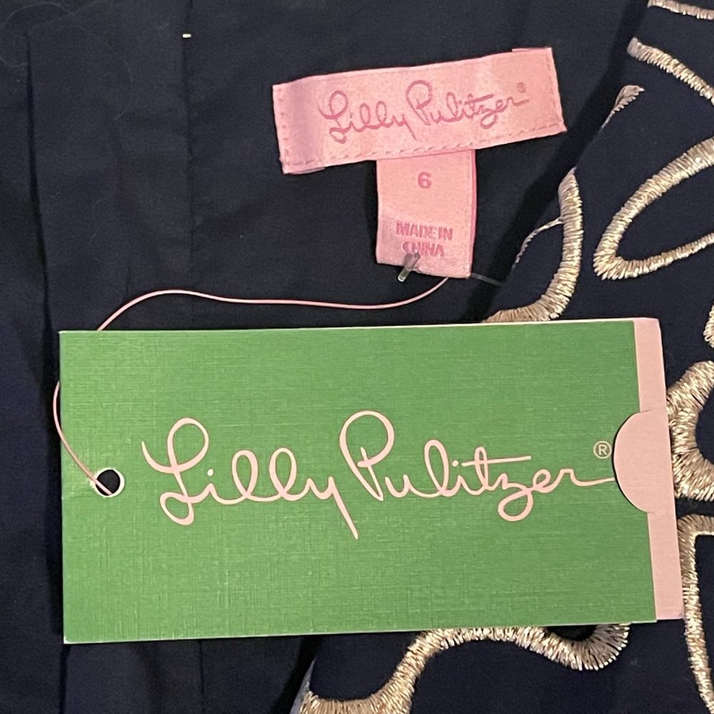 Lilly Pulitzer Augusta Shift Dress Navy Metallic NWT Size 6 - Picture 7 of 9